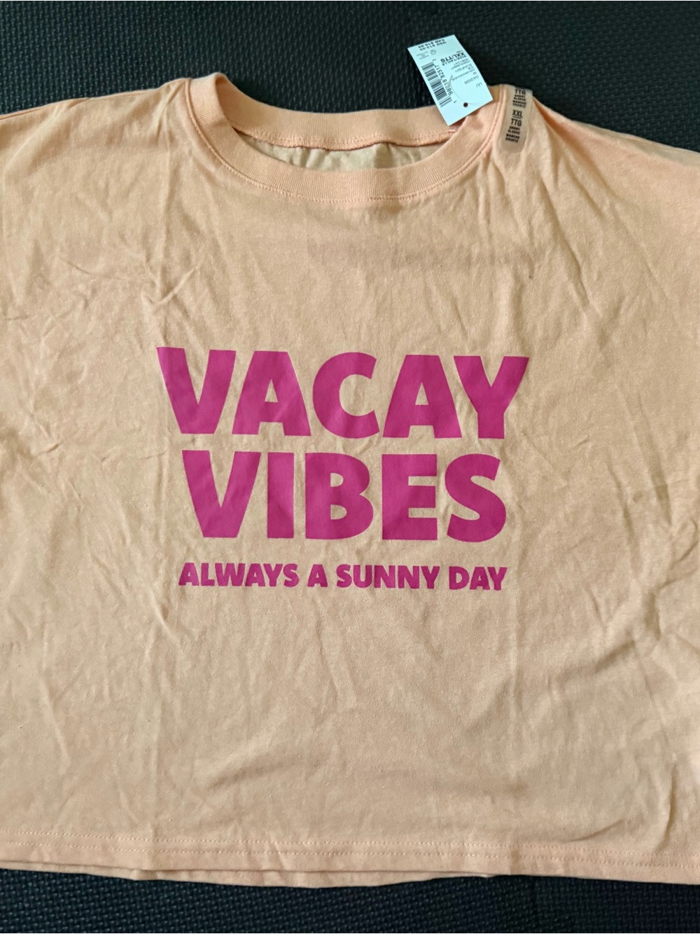 The Children's Place Peach Tee with Hot Pink "VACAY VIBES" Print